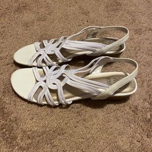 White MSO Stretch Sandals, Size 10